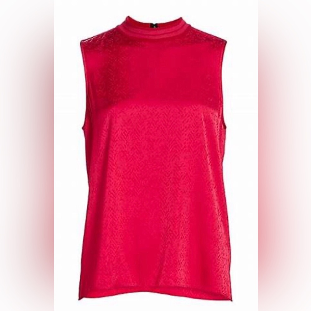 Rag & Bone Letti Red Jacquard Satin Sleeveless Mock Neck Blouse S NWT! $325